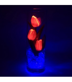 Ночник "Светодиодные цветы" LED Florarium, 3 красных тюльпана с синей подсветкой — Купить по низкой цене в интернет-магазине