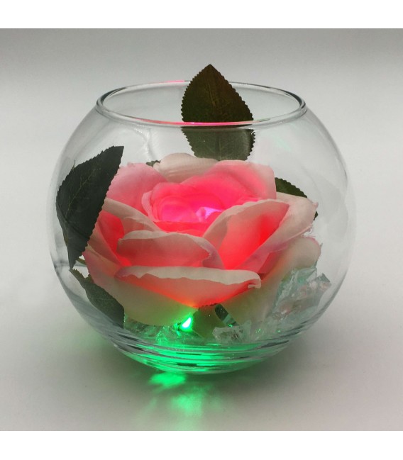 Светильник-цветок LED Secret (розовая роза с зелёной подсветкой)