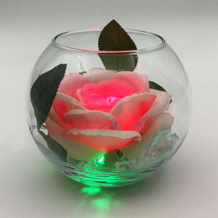 Ночник "Светодиодные цветы" LED Secret, розовая роза с зелёной подсветкой — Купить по низкой цене в интернет-магазине
