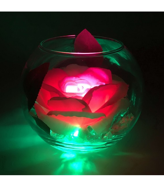 Светильник-цветок LED Secret (розовая роза с зелёной подсветкой)