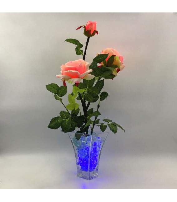 Светильник-букет LED Dream (розовые розы с розово-синей подсветкой)