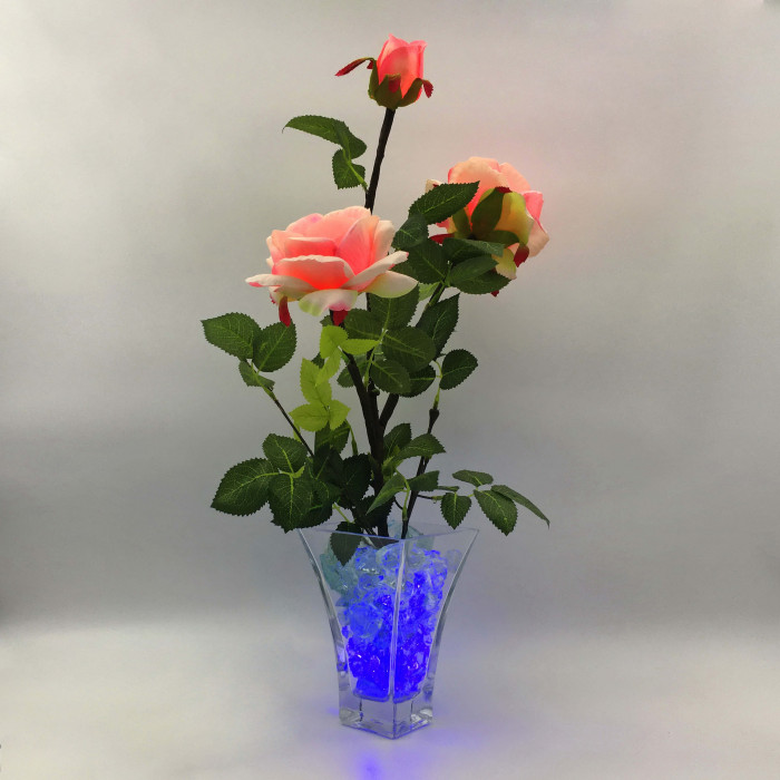 Светильник-букет LED Dream (розовые розы с розово-синей подсветкой)