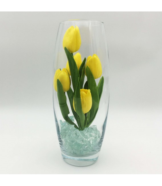 Светильник-цветы LED Grace (5 жёлтых тюльпанов с зелёной подсветкой)