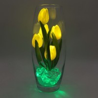Ночник "Светодиодные цветы" LED Grace, 5 жёлтых тюльпанов с зелёной подсветкой