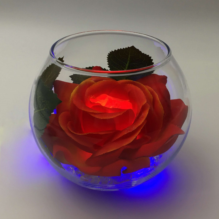 Ночник "Светодиодные цветы" LED Secret, красная роза с синей подсветкой — Купить по низкой цене в интернет-магазине