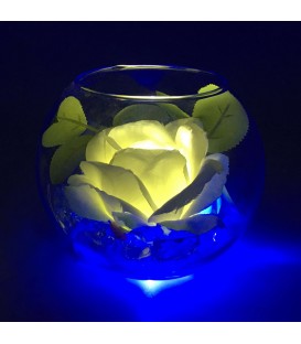 Светильник-цветок LED Secret (жёлтая роза с синей подсветкой)