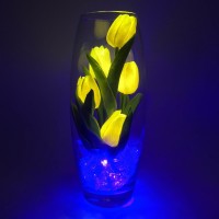 Светильник-цветы LED Grace (5 жёлтых тюльпанов с синей подсветкой)