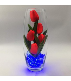 Светильник-цветы LED Grace (5 красных тюльпанов с синей подсветкой)