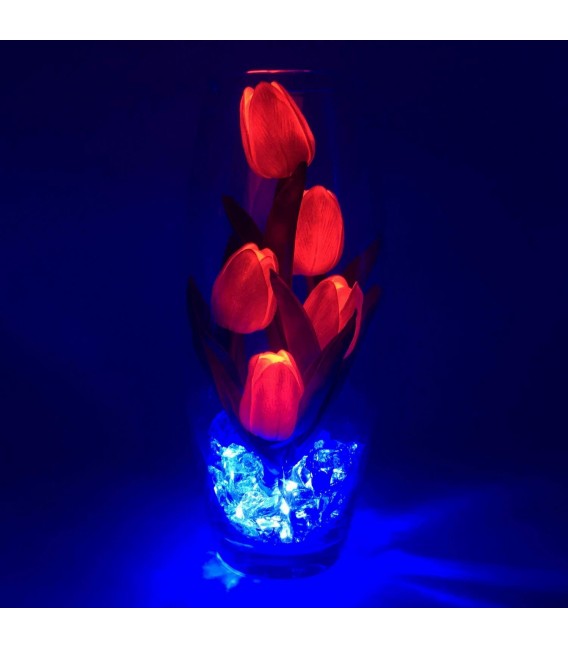 Ночник "Светодиодные цветы" LED Grace, 5 красных тюльпанов с синей подсветкой — Купить по низкой цене в интернет-магазине
