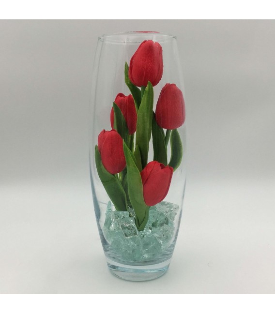 Ночник "Светодиодные цветы" LED Grace, 5 красных тюльпанов с зелёной подсветкой — Купить по низкой цене в интернет-магазине