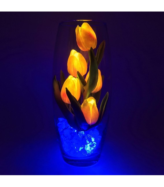 Светильник-цветы LED Grace (5 оранжевых тюльпанов с синей подсветкой)