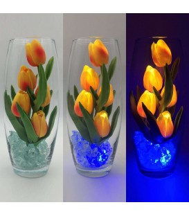 Светильник-цветы LED Grace (5 оранжевых тюльпанов с синей подсветкой)