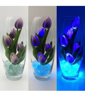 Светильник-цветы LED Grace (5 фиолетовых тюльпанов с голубой подсветкой)