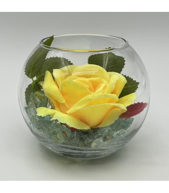 Светильник-цветок LED Secret (жёлтая роза с зелёной подсветкой)
