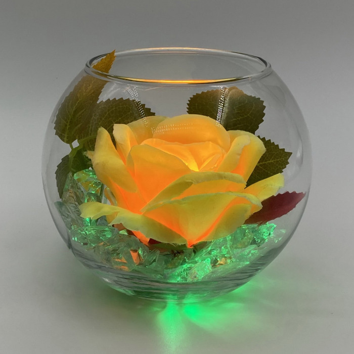 Ночник "Светодиодные цветы" LED Secret, жёлтая роза с зелёной подсветкой — Купить по низкой цене в интернет-магазине