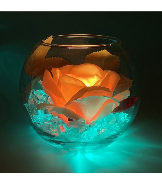 Светильник-цветок LED Secret (жёлтая роза с зелёной подсветкой)
