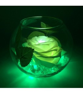 Светильник-цветок LED Secret (белая роза с зелёной подсветкой)