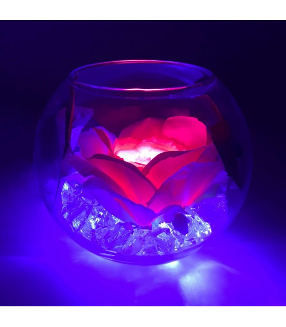 Светильник-цветок LED Secret (розовая роза с синей подсветкой)