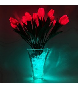 Светильник-букет LED Spring (21 красный тюльпан с сине-зелёной подсветкой)