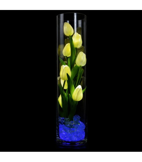 Ночник "Светодиодные цветы" LED Spirit, 9 белых тюльпанов с синей подсветкой — Купить по низкой цене в интернет-магазине