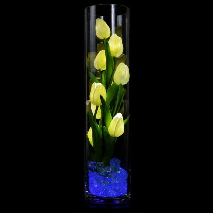 Ночник "Светодиодные цветы" LED Spirit, 9 белых тюльпанов с синей подсветкой — Купить по низкой цене в интернет-магазине