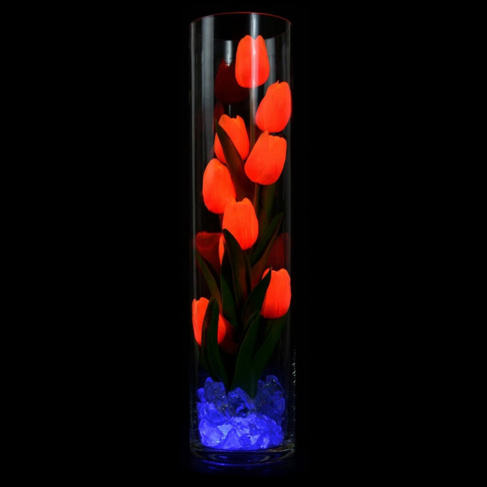 Ночник "Светодиодные цветы" LED Spirit, 9 оранжевых тюльпанов с синей подсветкой — Купить по низкой цене в интернет-магазине