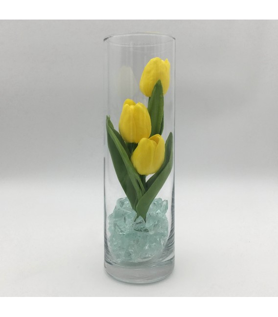 Ночник "Светодиодные цветы" LED Florarium, 3 жёлтых тюльпана с синей подсветкой — Купить по низкой цене в интернет-магазине