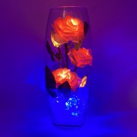 Ночник "Светодиодные цветы" LED Harmony, 5 розовых роз с синей подсветкой