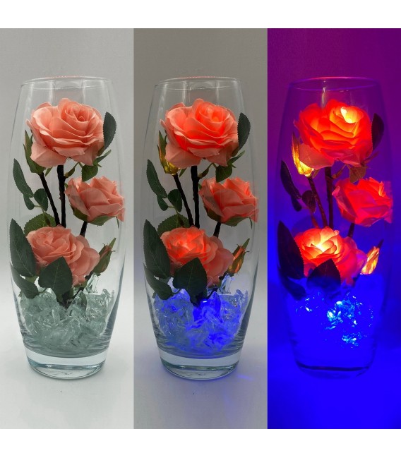 Ночник "Светодиодные цветы" LED Harmony, 5 розовых роз с синей подсветкой — Купить по низкой цене в интернет-магазине