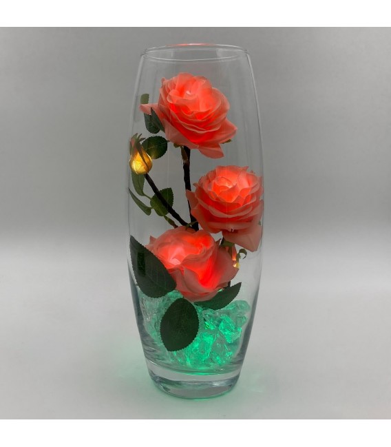 Светильник-цветы LED Harmony (5 розовых роз с зелёной подсветкой)