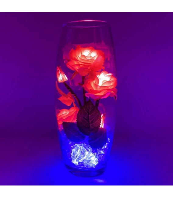 Светильник-цветы LED Harmony (5 красных роз с синей подсветкой)
