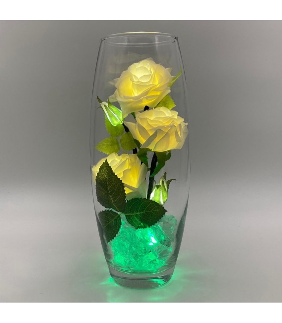 Светильник-цветы LED Harmony (5 белых роз с зелёной подсветкой)