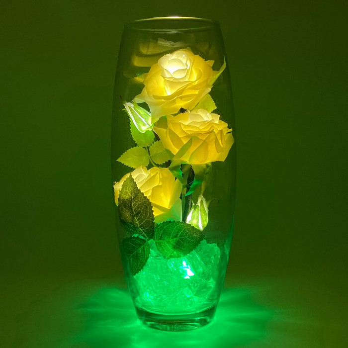 Ночник "Светодиодные цветы" LED Harmony, 5 белых роз с зелёной подсветкой — Купить по низкой цене в интернет-магазине