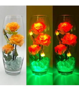 Светильник-цветы LED Harmony (5 жёлтых роз с зелёной подсветкой)