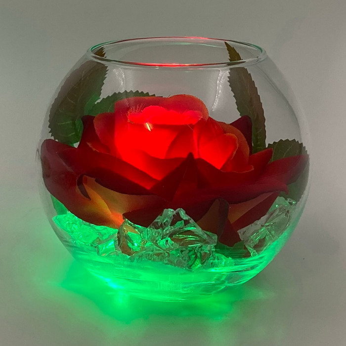 Ночник "Светодиодные цветы" LED Secret, красная роза с зелёной подсветкой — Купить по низкой цене в интернет-магазине
