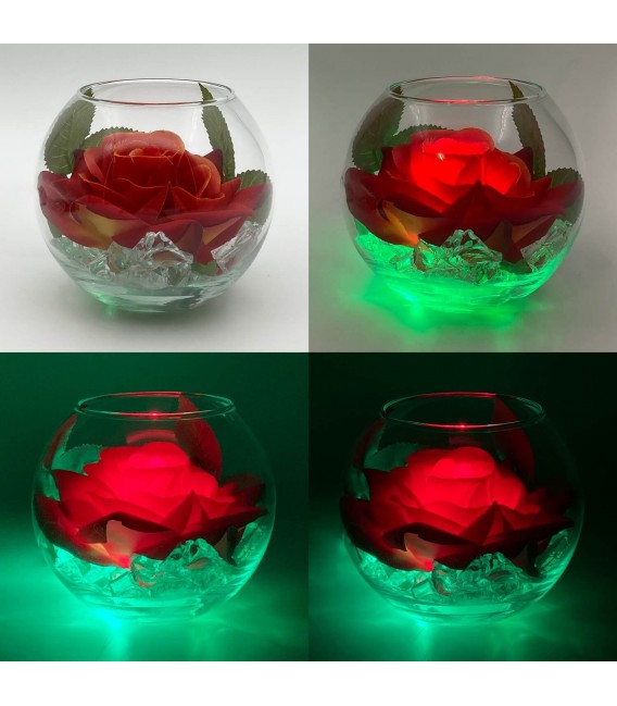 Светильник-цветок LED Secret (красная роза с зелёной подсветкой)