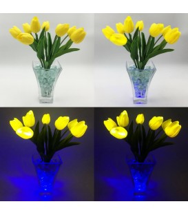 Светильник-букет LED Joy (9 жёлтых тюльпанов с синей подсветкой)