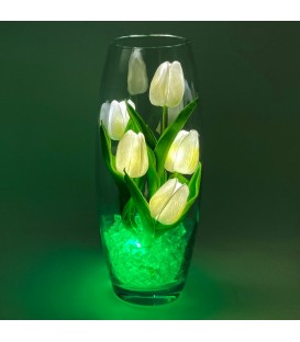 Ночник "Светодиодные цветы" LED Grace, 5 белых тюльпанов с зелёной подсветкой — Купить по низкой цене в интернет-магазине