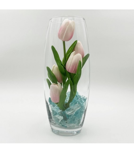 Светильник-цветы LED Grace (5 розовых тюльпанов с зелёной подсветкой)