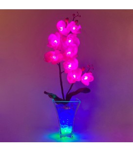 Ночник "Светодиодные цветы" LED Inspiration, 9 малиновых орхидей с зелёной подсветкой