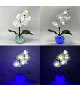 Светильник-цветы LED Provocation (5 белых орхидей с синей подсветкой)