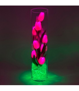Ночник "Светодиодные цветы" LED Spirit, 9 розовых тюльпанов с зелёной подсветкой