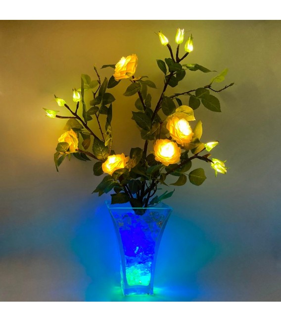 Ночник "Светодиодные цветы" LED Dream, белые розы с сине-зелёной подсветкой — Купить по низкой цене в интернет-магазине