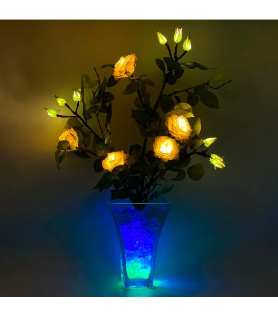 Светильник-букет LED Dream (белые розы с сине-зелёной подсветкой)