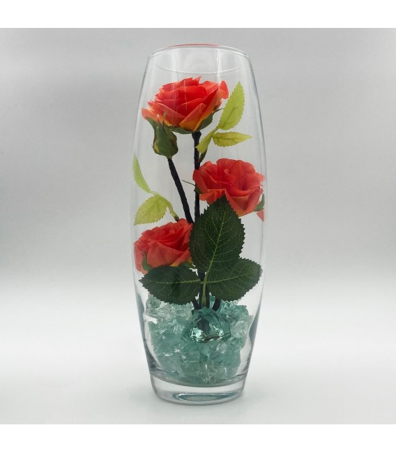 Светильник-цветы LED Harmony (5 красных роз с зелёной подсветкой)