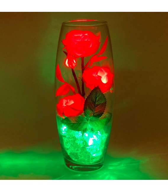 Ночник "Светодиодные цветы" LED Harmony, 5 красных роз с зелёной подсветкой