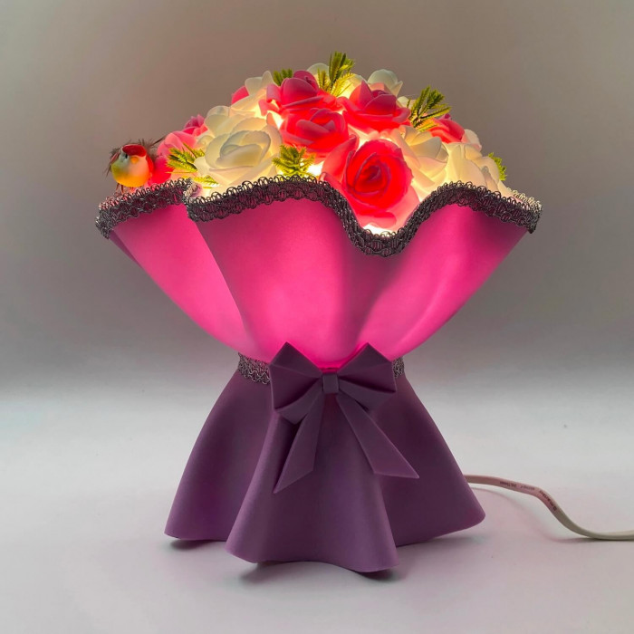 Светильник-ночник "Букет нежных роз" из фоамирана с LED подсветкой